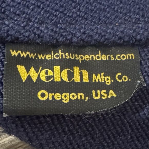 Vintage Welch Navy Alaska Men’s Suspenders Elastic Braces Clips Made in USA - Picture 2 of 6